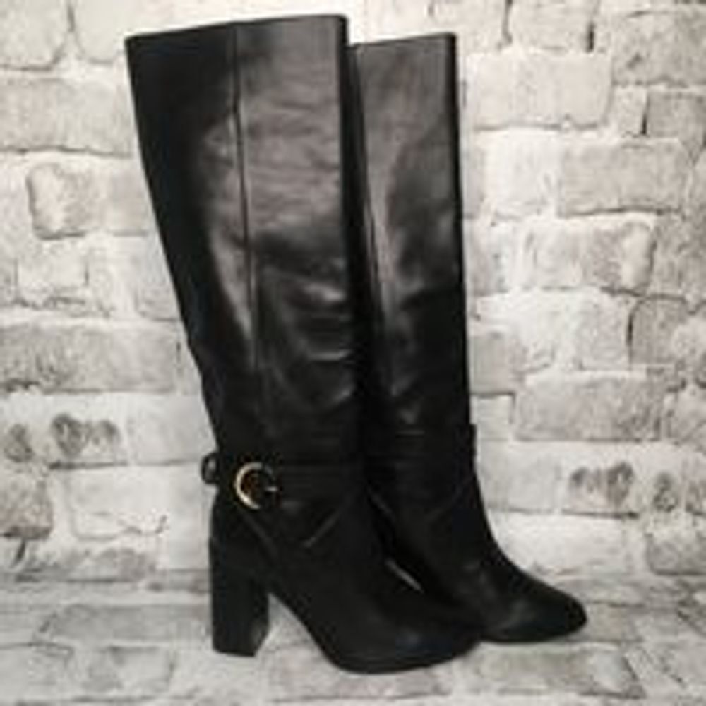 Ted Baker Celsiar Women’s Knee High Leather Boots Black Tall Size 36.5 US 6 NWOT
